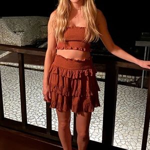 Free People Set Rust Color Top & Skirt